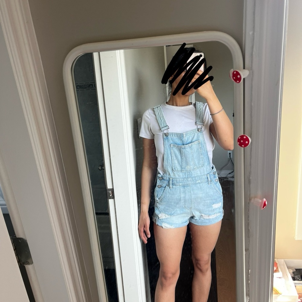 Divided Light Blue Denim shorts overalls